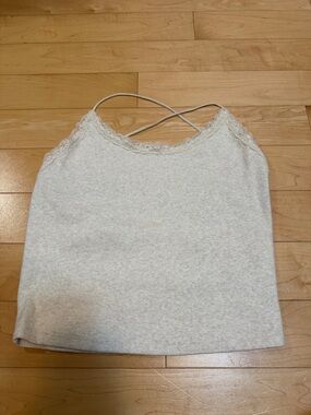 American EagleLace-Trim Strappy Cami Tank Top - Cream